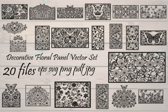 Decorative Floral Panel Bundle: Vintage Elegance for Modern Makers