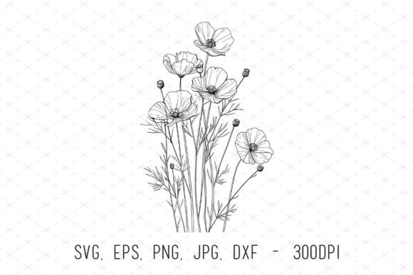 Embrace Organic Charm with Decorative Hand Drawn Wildflowers Vector