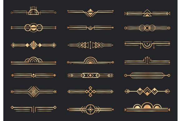 Golden Art Deco Dividers: Decorative Elements for Luxury Design