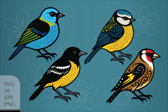 Set of Decorative Birds: Infusing Nature's Charm into Your Designs