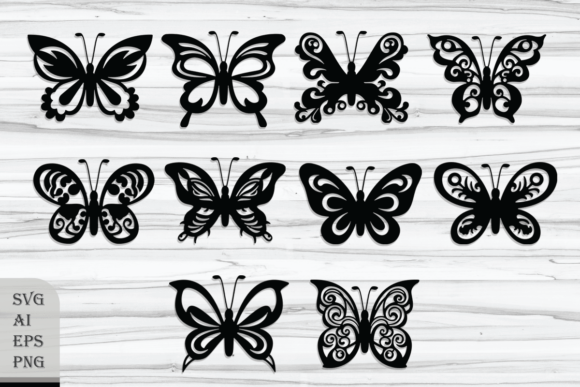 Set of Decorative Butterfly Silhouettes: Your Versatile Design Toolkit